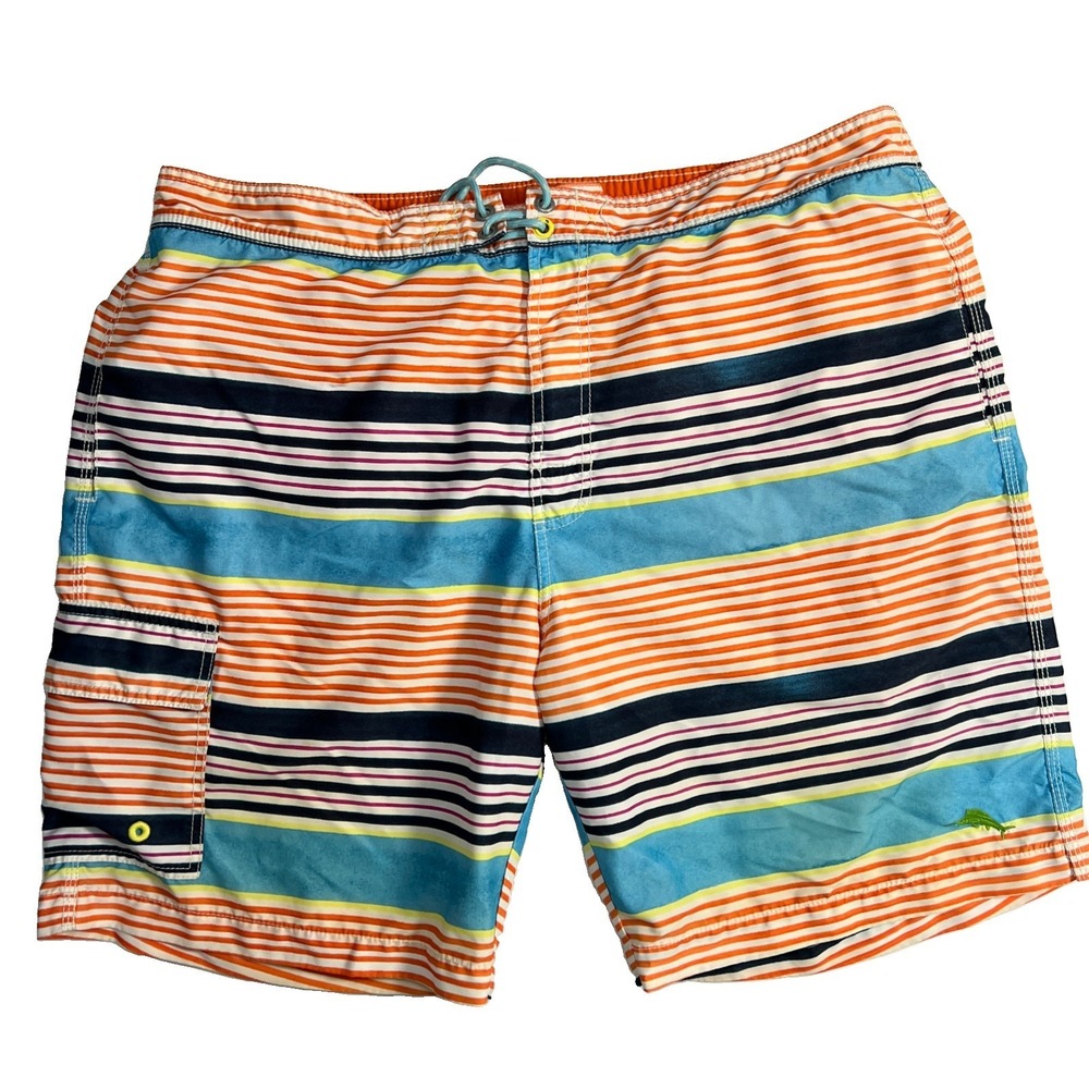 Tommy Bahama Relax Men's Swim Trunks Striped Shorts Size XL Mesh Lining